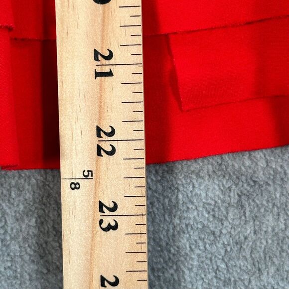 Anthropologie Mock Neck Ruffle Hem Top Women's Medium Red Sleeveless Knit Peplum - Picture 7 of 12